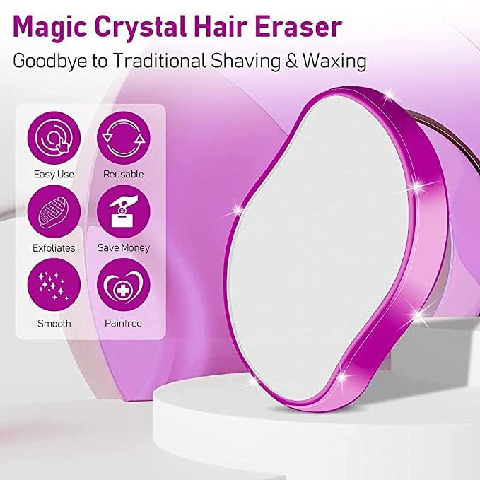 Crystal Hair Eraser Stone, Painless Magic Crystal Hair Remover for Women Men, Hair Removal Eraser Exfoliator Tool for Arms Legs Back Bikini Body Any Part (Multicolor)